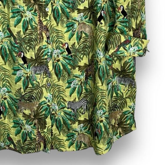 Jane + Delancey Safari Shirt Dress Jungle Animal Print Button Size Large - Picture 4 of 13